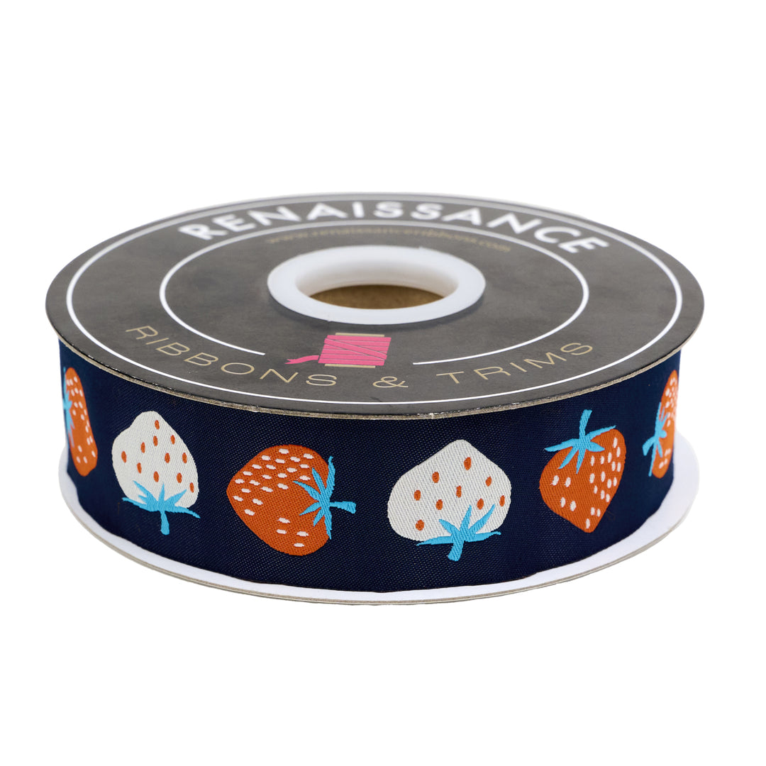 PREORDER - Strawberry - Strawberry in Navy - 1-1/2" width - by Kimberly Kight - One Yard