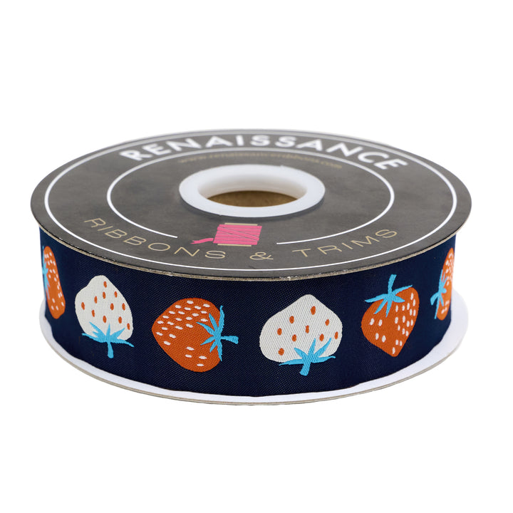 PREORDER - Strawberry - Strawberry in Navy - 1-1/2" width - by Kimberly Kight - One Yard