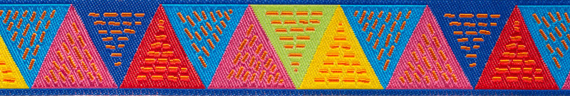 Triangles Pink Blue Yellow - 7/8" - Odile - by the yard