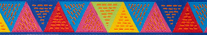 Triangles Pink Blue Yellow - 7/8" - Odile - by the yard
