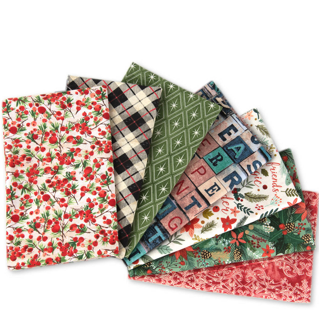 Holiday Fabrics and Ribbons Green Bundle