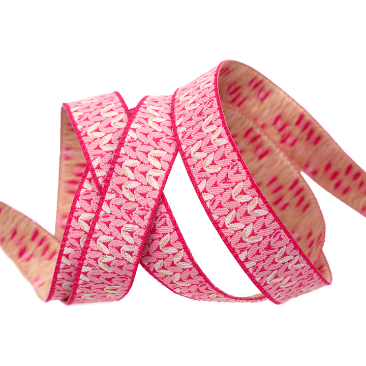 Intertwined in Pink - 5/8" width - Meadow - One Yard