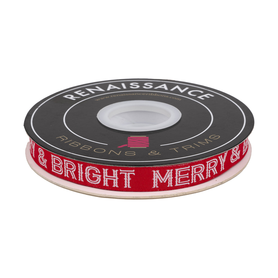 Merry and Bright - 1/2" width - Gingerbread Christmas - One Yard