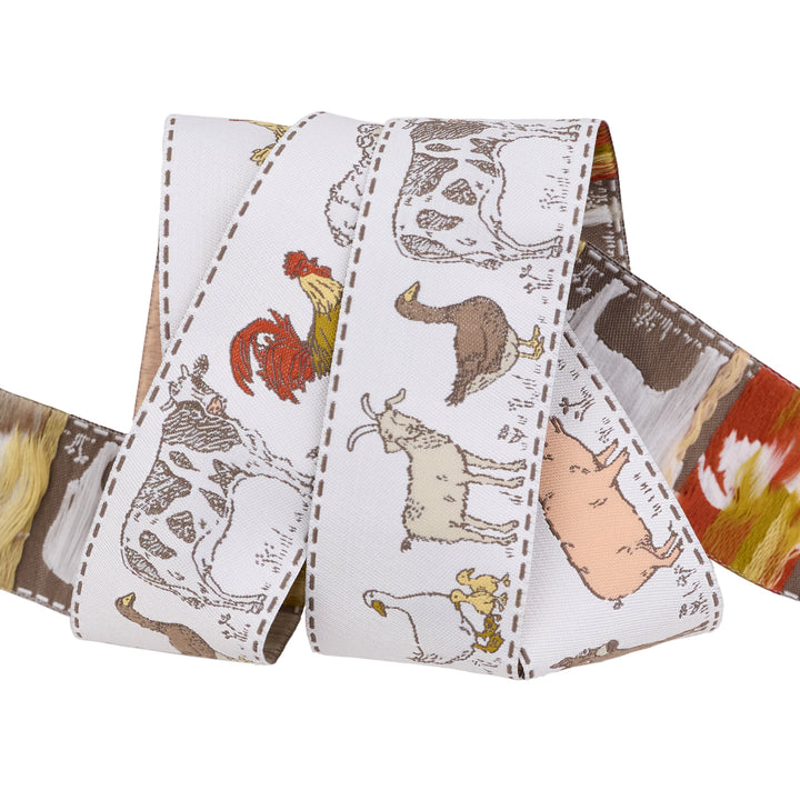 PREORDER - Animal Farm in Linen - 1-1/2" width - Farmstead by Stacy Iest Hsu - One Yard