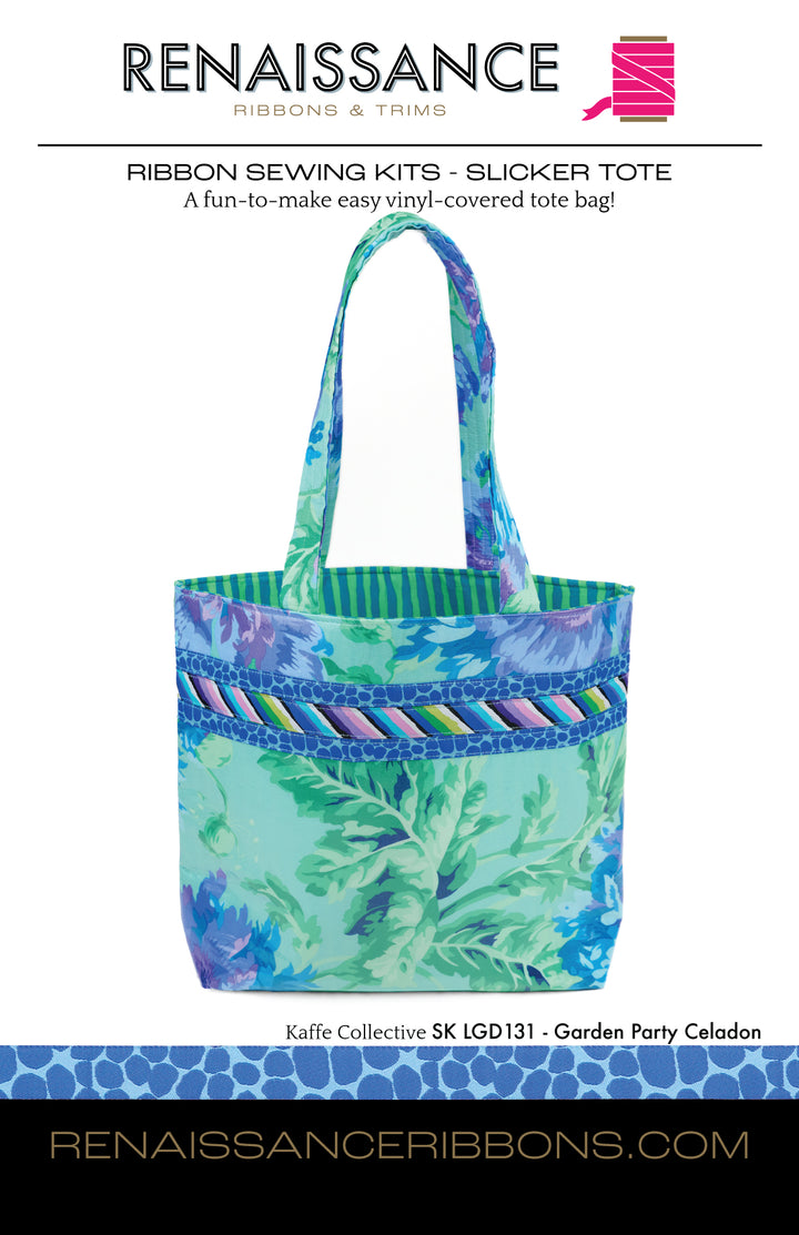 Sewing Kit - Slicker Tote with Garden Party in Celadon