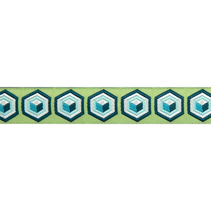 Hexagon Ribbon Trim Green & Blue - 7/8" -by the yard
