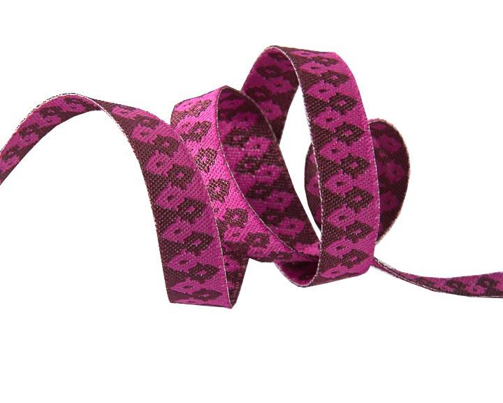 Burgundy on Pink Wanderer ribbon - 3/8" -by the yard