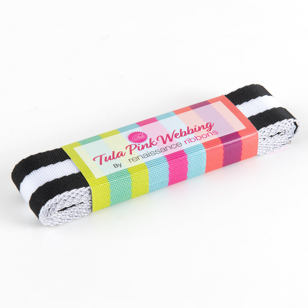 2yd Black/white - 1.5"-Tula Pink Webbing