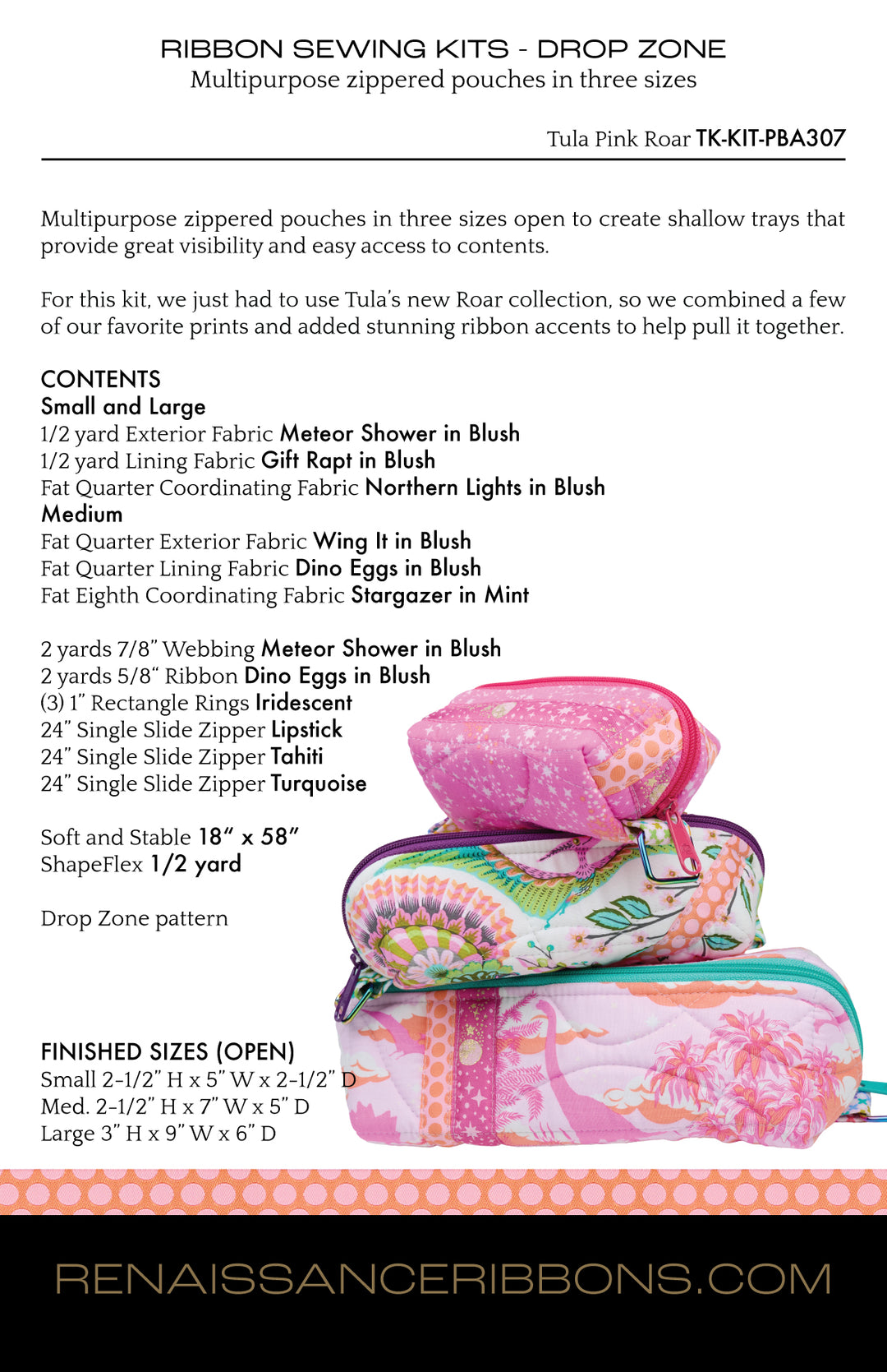 Sewing Kit - Drop Zone Trio in Tula Pink's Roar