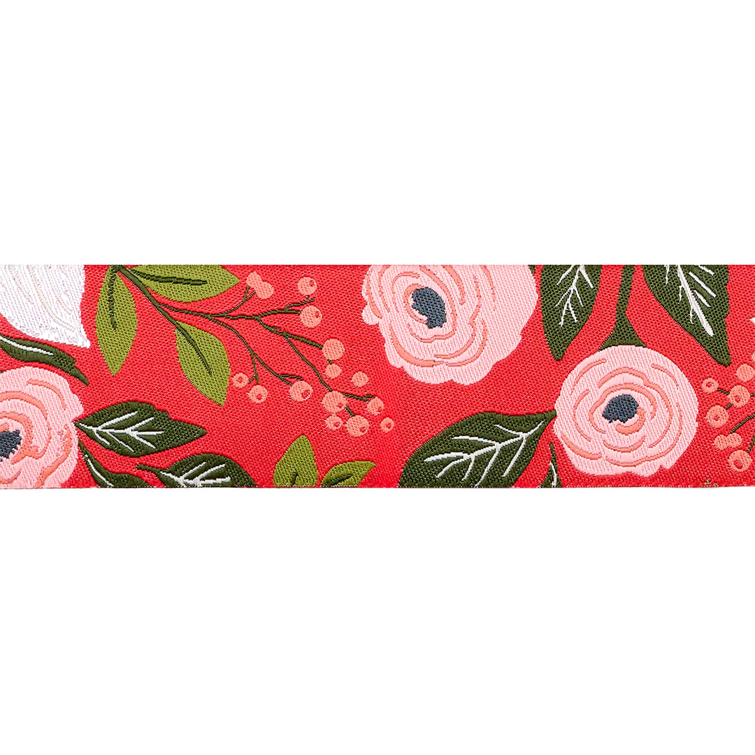 PREORDER - Berry and Pine - Poinsettia Party in Holly - 1-1/2" width - by Lella Boutique - One Yard