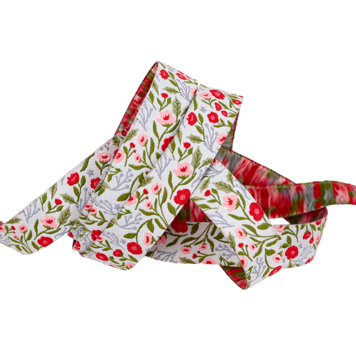 PREORDER - Berry and Pine - Christmas Posies in Winter - 5/8" width - by Lella Boutique - One Yard