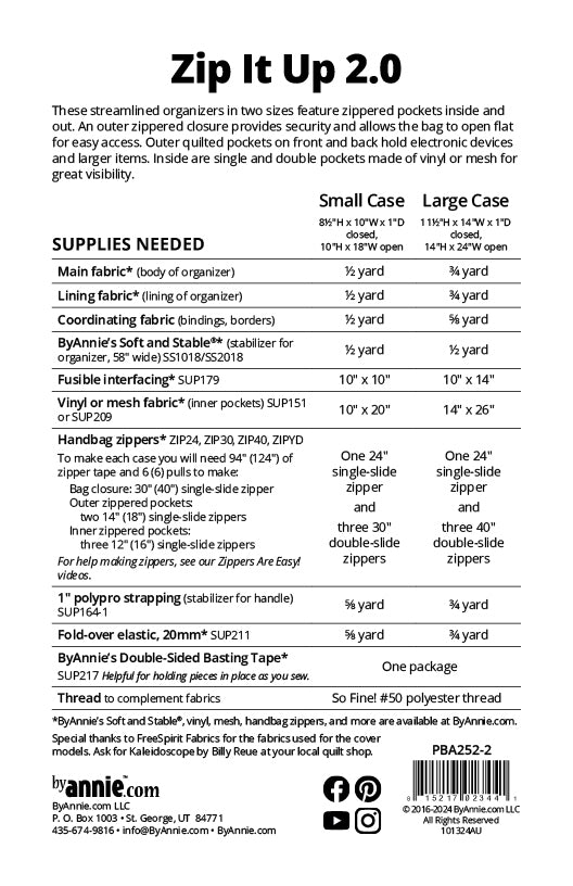 Zip It Up 2.0 Pattern from ByAnnie