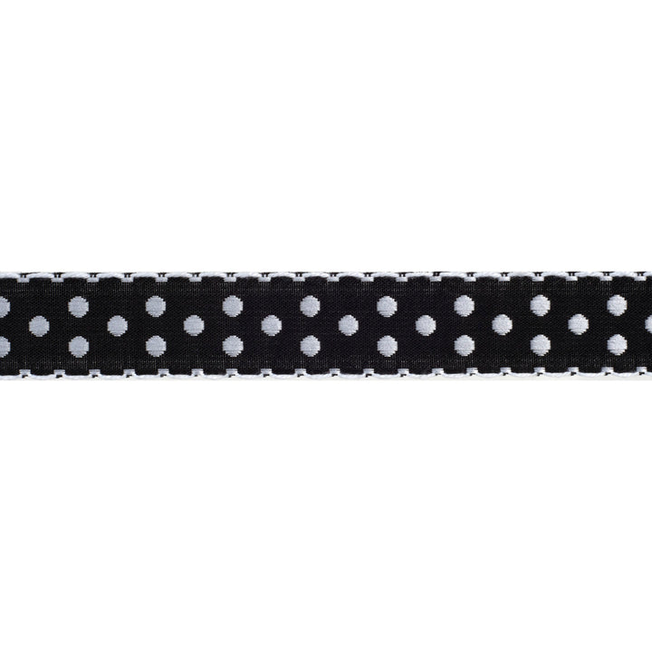 White dots on black - 7/8" - by the yard