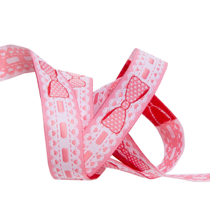 Pink Lace Bow 15mm  by the yd