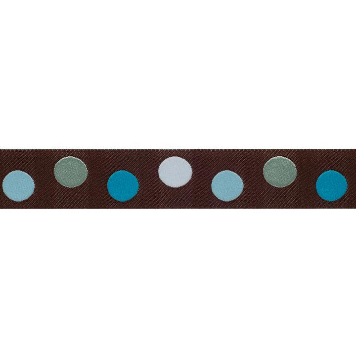 Turquoise/brown polka dots 7/8"-by the yd