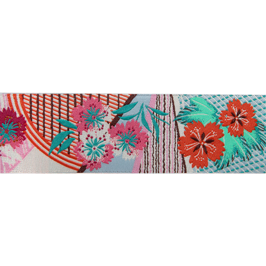 Pink & Teal Floral Collage  15yds - 1-1/2"- by the yard