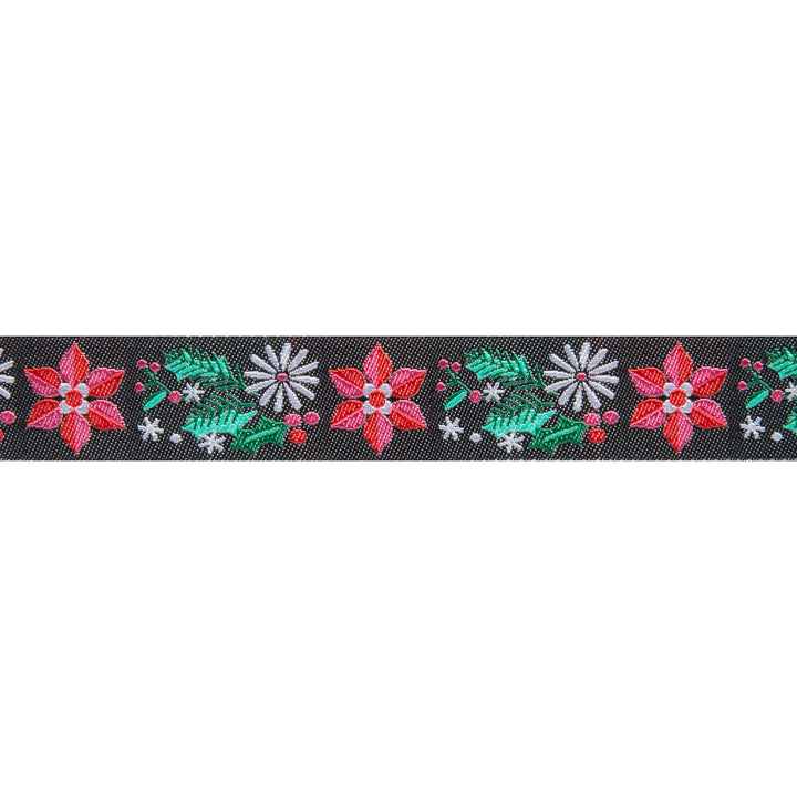 Poinsettia black  - 7/8" -by the yard