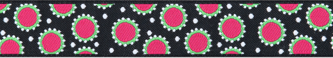 Pink on Black Dotty Dots - 7/8"- by the yd