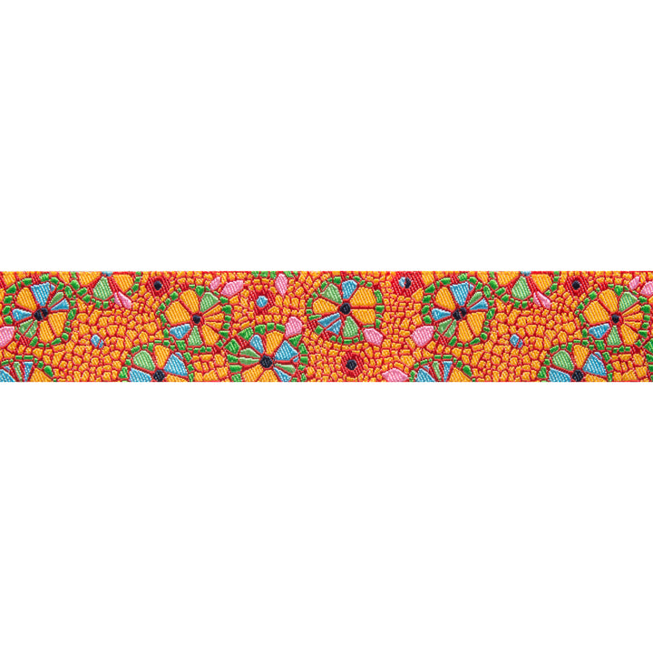 Mosaic Floral on Orange by Odile Bailloeul - 7/8" -by the yard