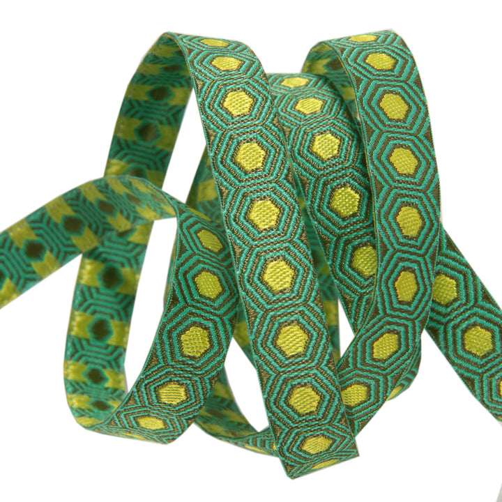 Tiny Yellow Tortoise dots on green  - 3/8" -by the yard