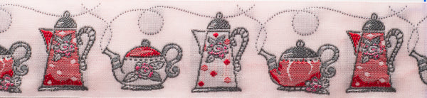 Put the kettle on!- Pink - 1-1/4" - by the yard
