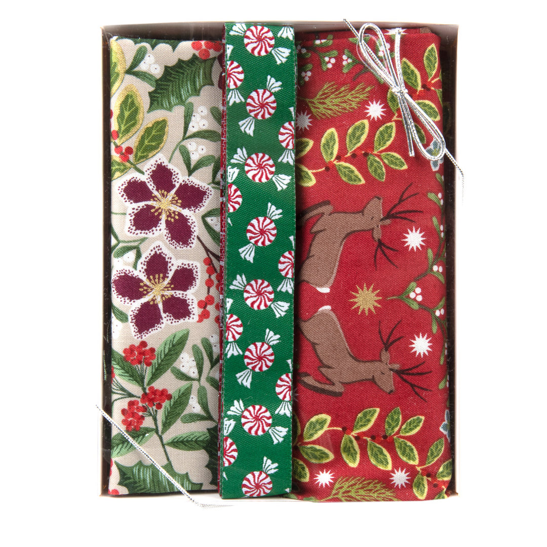 Peppermint Holiday Fabric Ribbon Box