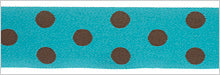 Turquoise Polka Dots on brown- 1-1/2"