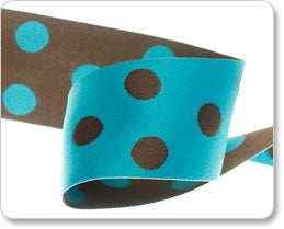 Turquoise Polka Dots on brown- 1-1/2"