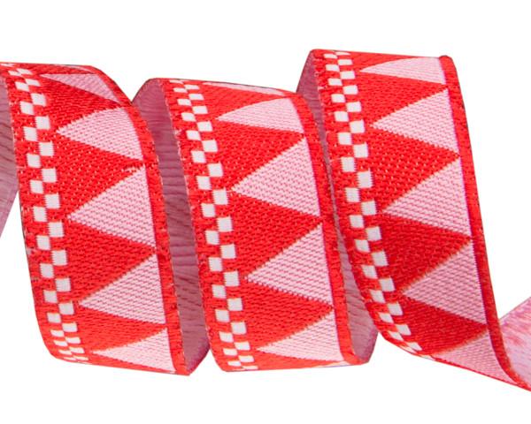 Red triangles and checkerboard 5/8' by Jane Sassaman - 5/8" -by the yard