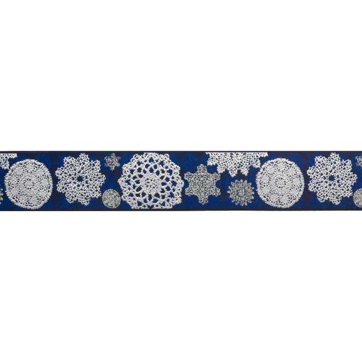 Lace doilies on navy by LFNT - 1 1/2"