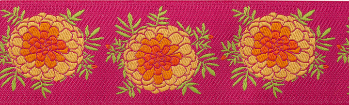 Hot Pink Marigold - LFN Textiles - 1-1/2"- by the yard