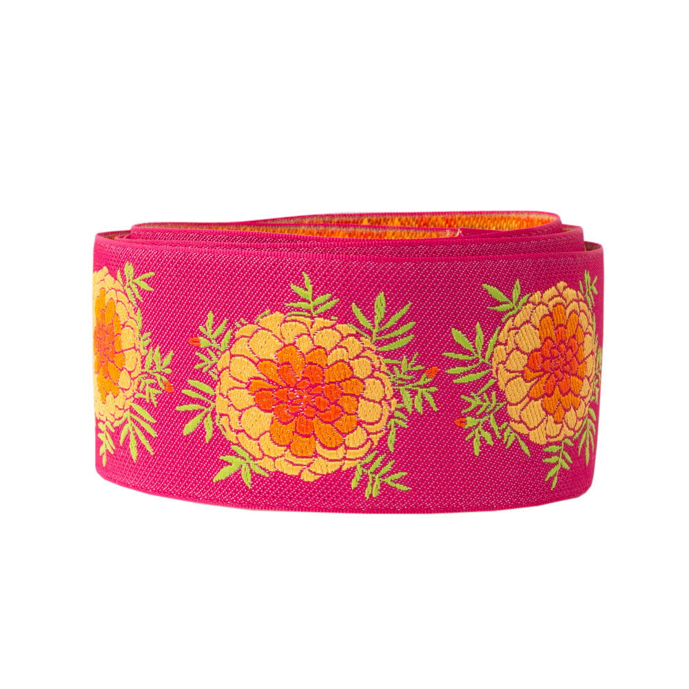 Hot Pink Marigold - LFN Textiles - 1-1/2"- by the yard