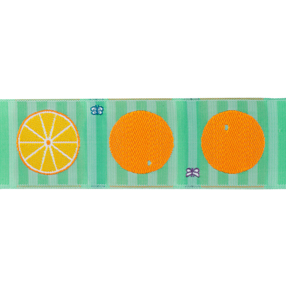 Oranges on green stripe - LFNT - 1-1/2"- by the yard