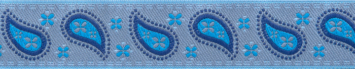 Novelty paisley teardrops blue on blue 24mm