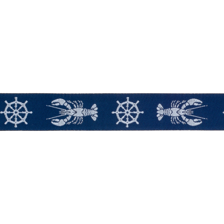 White & Navy Lobster - 7/8" -by the yard