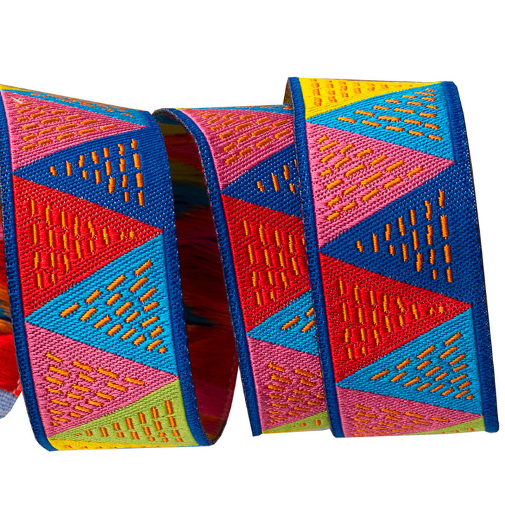 Triangles Pink Blue Yellow - 7/8" - Odile - by the yard