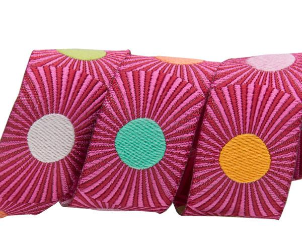 Pink stripes/dots  - 7/8" -by the yard