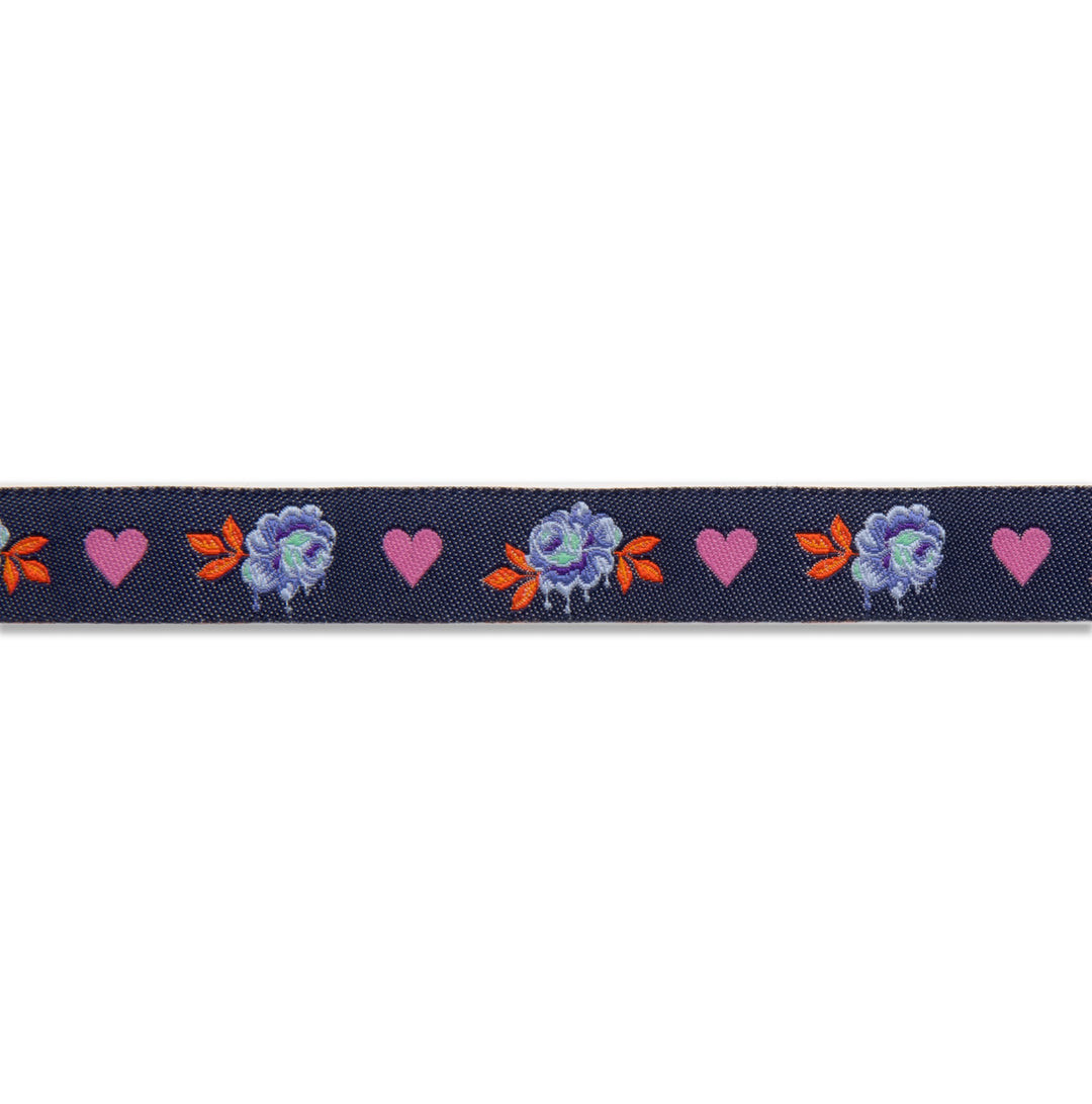 Painted Roses Navy-5/8"-Tula Pink Curiouser