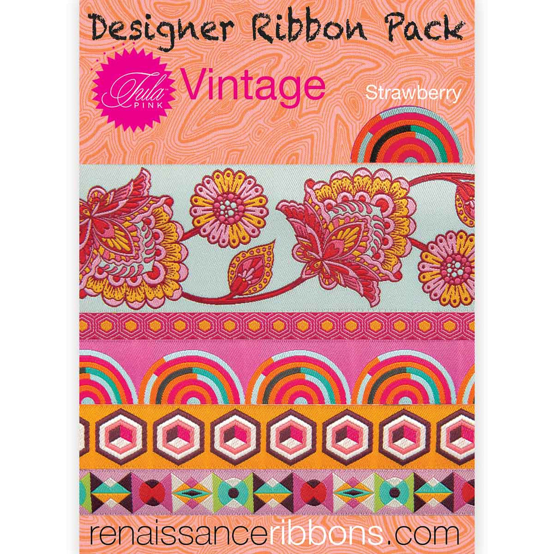 Tula Pink Vintage Design Pack - Strawberry Ribbon Collection